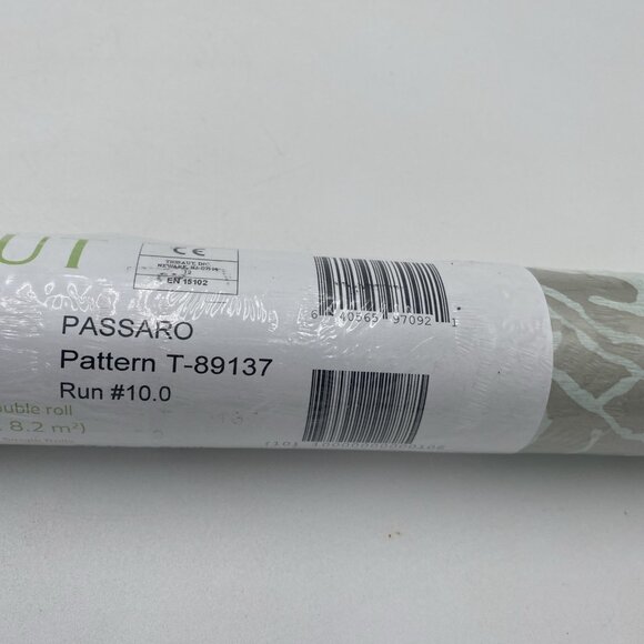 Thibaut Wallpaper Passaro T-89137 Double roll 27"x9 Damask Metallic Gold Aqua - Picture 6 of 7